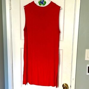 Orange/red sleeveless tunic from Anthropologie rayon/spandex W/ 2 minor repairs